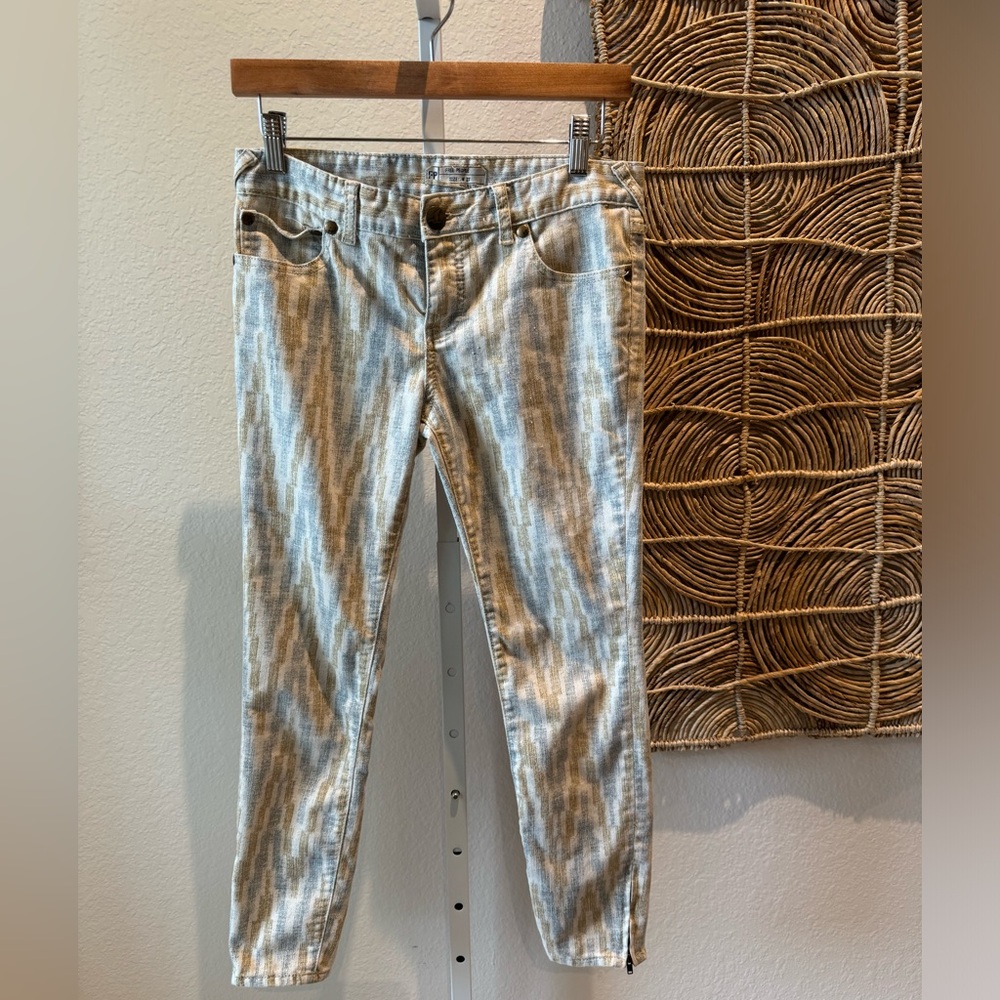 FREE PEOPLE Ivory Ikat Printed Skinny Jeans
